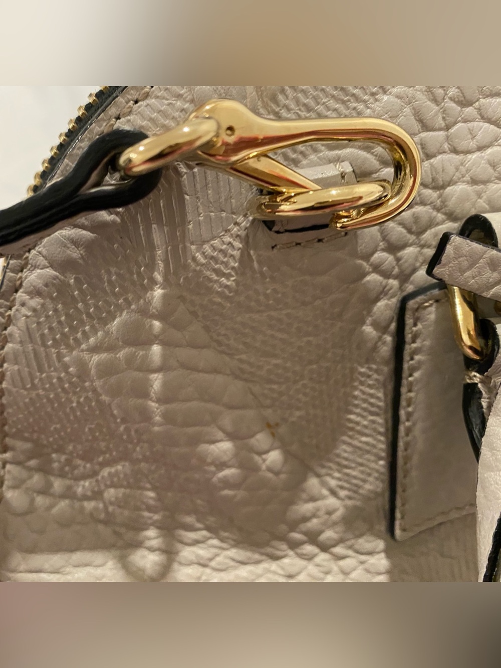 Burberry Pebbled 2-Way Leather Satchel in Light Gray with Gold Hardware - Picture 5 of 16